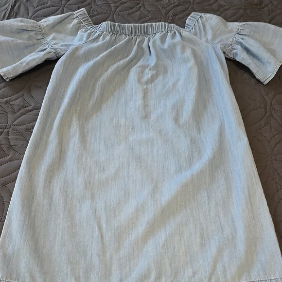 Blue Knee-Length Sundress with Puff Sleeves - Picture 8 of 9